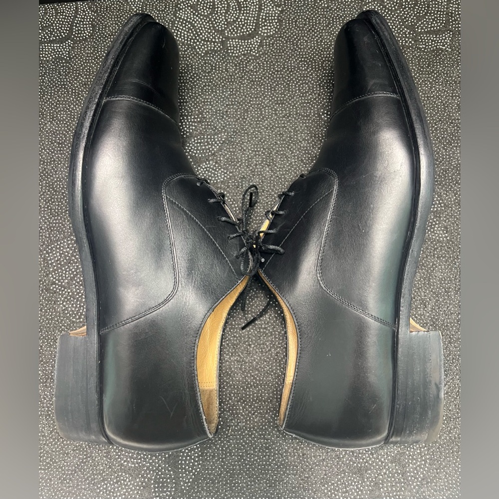HERMES Classic Black Cap Toe Lace up Mens Leather Oxfords Size:EU 43 1/2/US 10.5 - Picture 4 of 16